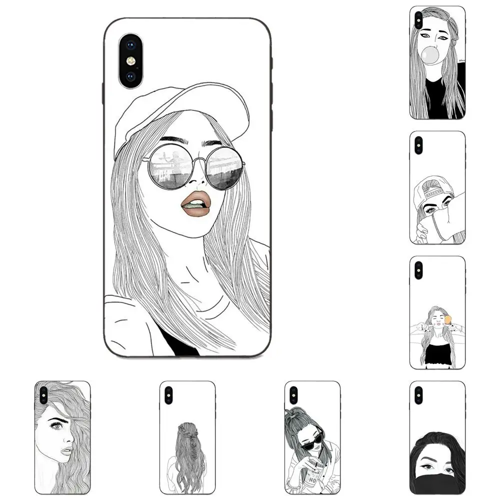 Для Xiaomi Redmi Note 3 S 4 4A 4X 5 5A 6 6A 7 7A K20 Plus Pro S2 Y2 Y3 мягкая кожа Paintin черный белый Swag Эскиз