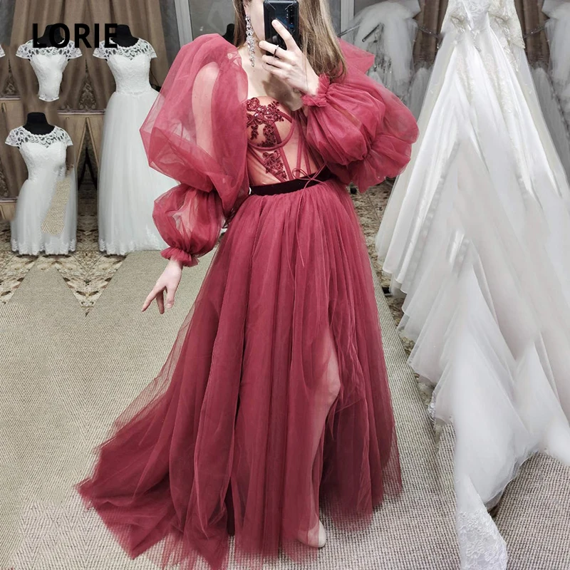

LORIE Princess Prom Dresses 2021 Strapless 3 Tiered Tulle High Low Evening Gown Custom Made Celebrity Party Dress for Graduation