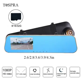 

Full HD 1080P Car Dvr Dash Cam Camera 4.3'' Rearview Mirror Digital Video Recorder Lens Registratory Night Vision Rear Camcorder
