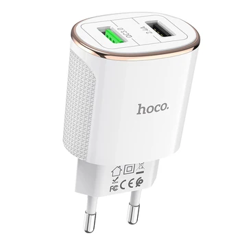 

HOCO 2 Ports 18W QC3.0 USB Wall Fast Charging Charger EU Plug Power For iPhone 11 Pro XS Max XR Samsung xiaomi mi 10 huawei P30