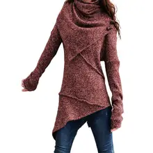 

Stylish Knitted Top Long Sleeve High Collar Irregular Hem Knitted Blouse Knitted Jumpers Knitting Sweater