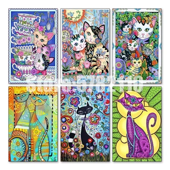 

Flowers cups 5d Diy Diamond Painting Stitch Diamond Embroidery Cartoon Cats Mosaic Full Rhinestone Gift Needlework Wall Stickers