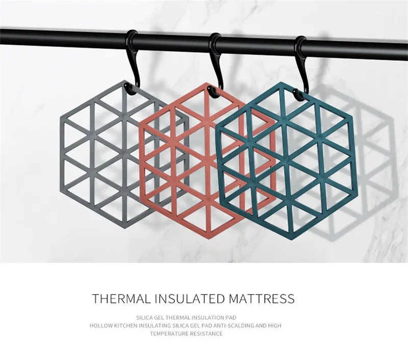 Hot Pad Stand Mug Cup Mat   Heat-Insulated Bowl Placemat  Desktop Eco-Friendly  1PCS Chic Silicone Coaster Hexagon