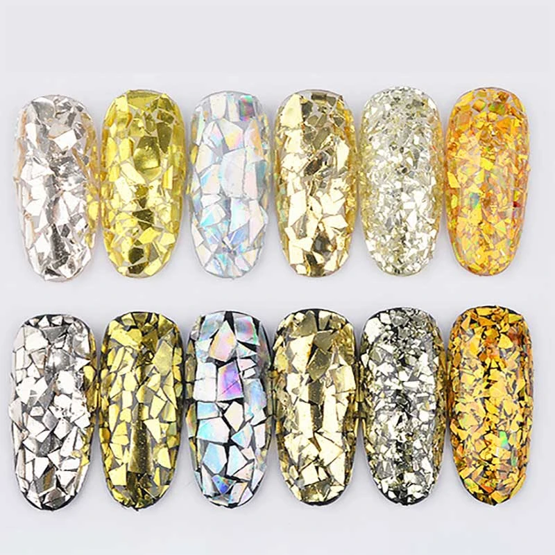 

6Pcs/set Sparkling Nail Sequins 3D Ultra-thin Mixed Shape Paillette Sticker Tips Colorful Glitter Nail Art Decor Accessory
