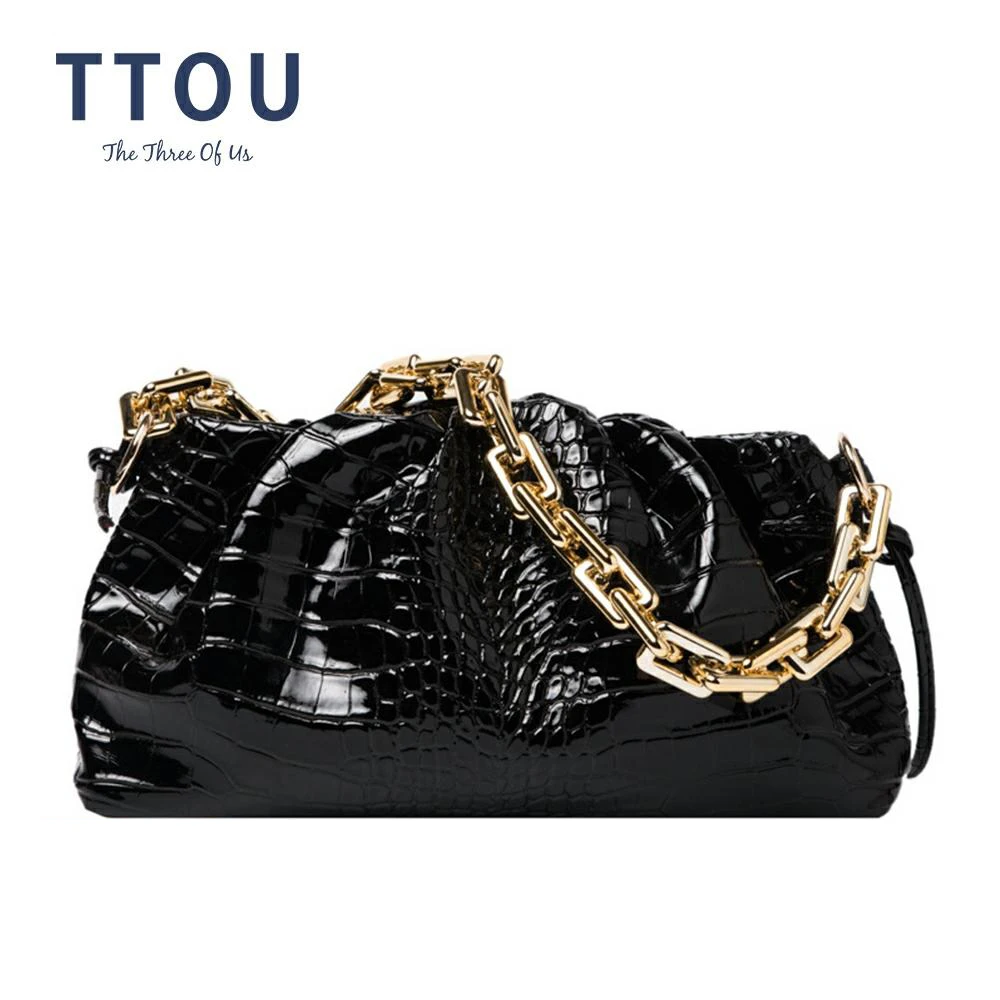 Crocodile Pattern Handbag for Women Winter Luxury Brand Dumplings Bags Fashion Chain Crossbody Bag Designer Ladies Shoulder | Багаж и