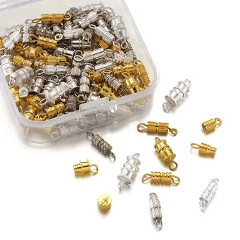 

90sets/Box Mixed Color Brass Screw Clasps Golden Color DIY Jewelry Findings Accessories Bracelet Connector Making, Hole: 1.8-3mm
