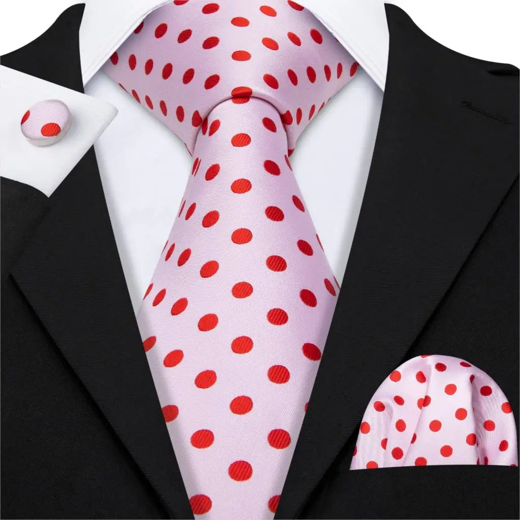Мужской галстук в розовый горошек, шелковый галстук для мужчин, Свадебный галстук, вечерние галстуки, платок, галстук Барри. Ван, модный