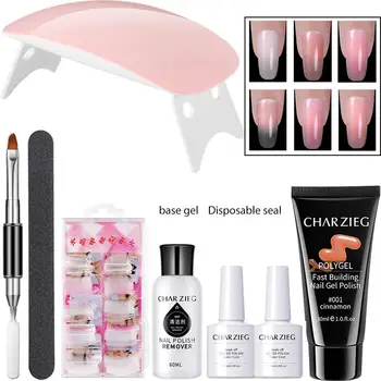 

GloryStar Manicure Quick UV Extension Gel 8 Pcs/ Set Paper Free Holder Crystal Nail Extension Phototherapy Gel