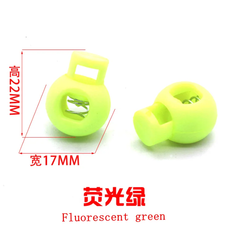 Fluorescent green 60 шт./партия 25 цветов пластиковые цветные круглые шаровые Блокировка шнура пружинный фиксатор для 8 мм амортизационный шнур K-355 - Цвет: Fluorescent green