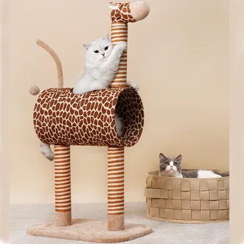 

Cat Tree House with Hanging Ball Cat Playing Toy Furniture Scratch Tree for Cats Climbing Frame Condos Luxury Scratching Post