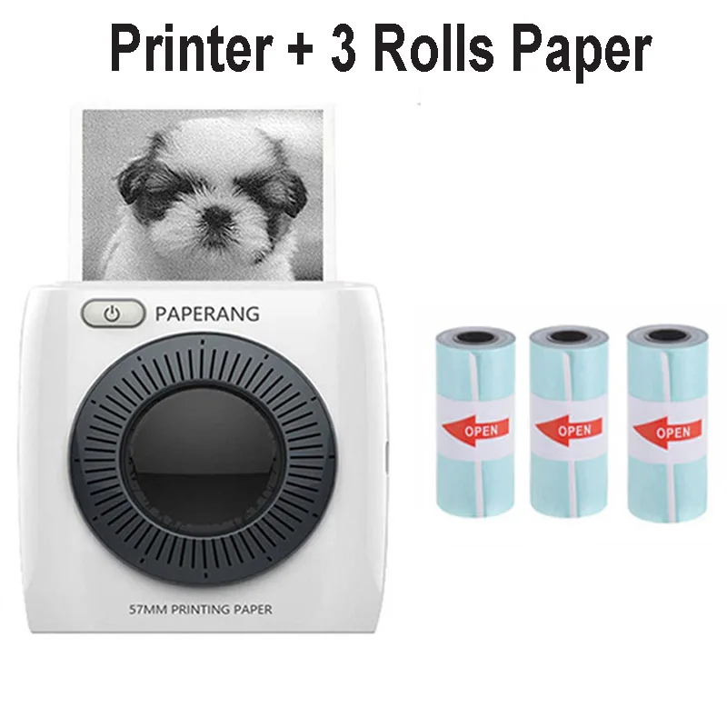 PAPERANG P2 Mini Portable Bluetooth Photo Printer Pocket HD Thermal Label Sticker Printer For Mobile Phone Android iOS Phone - color: P2 3 Pcs Paper