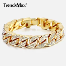 14 мм мужской браслет в стиле хип-хоп с кубинским звеном, золотые, серебряные, со льдом, проложенные Стразы, мужской браслет, уличные ювелирные изделия, 8-10 дюймов, GB403