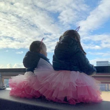 Девочки 6 слойная юбка для девочек Фантастическая мини- юбка Юбка-пачка очень пышные ярусные юбки-макси Праздничная одежда для танцев Гораздо более пышная чем на картинке