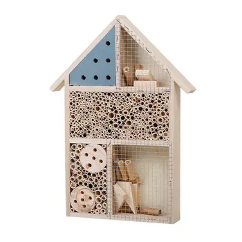 

Bee House Wall Mount Tree Hanging Home Beekeeping Tools Practical Feeding Habitat Insect Box Wooden Easy Install Outdoor Garden