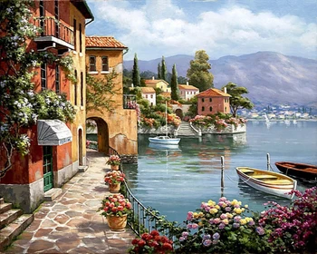 

Oil Painting By Numbers City Landscape Kits Drawing Canvas Hand Painted Home Decor DIY Pictures By Numbers Street Scenery
