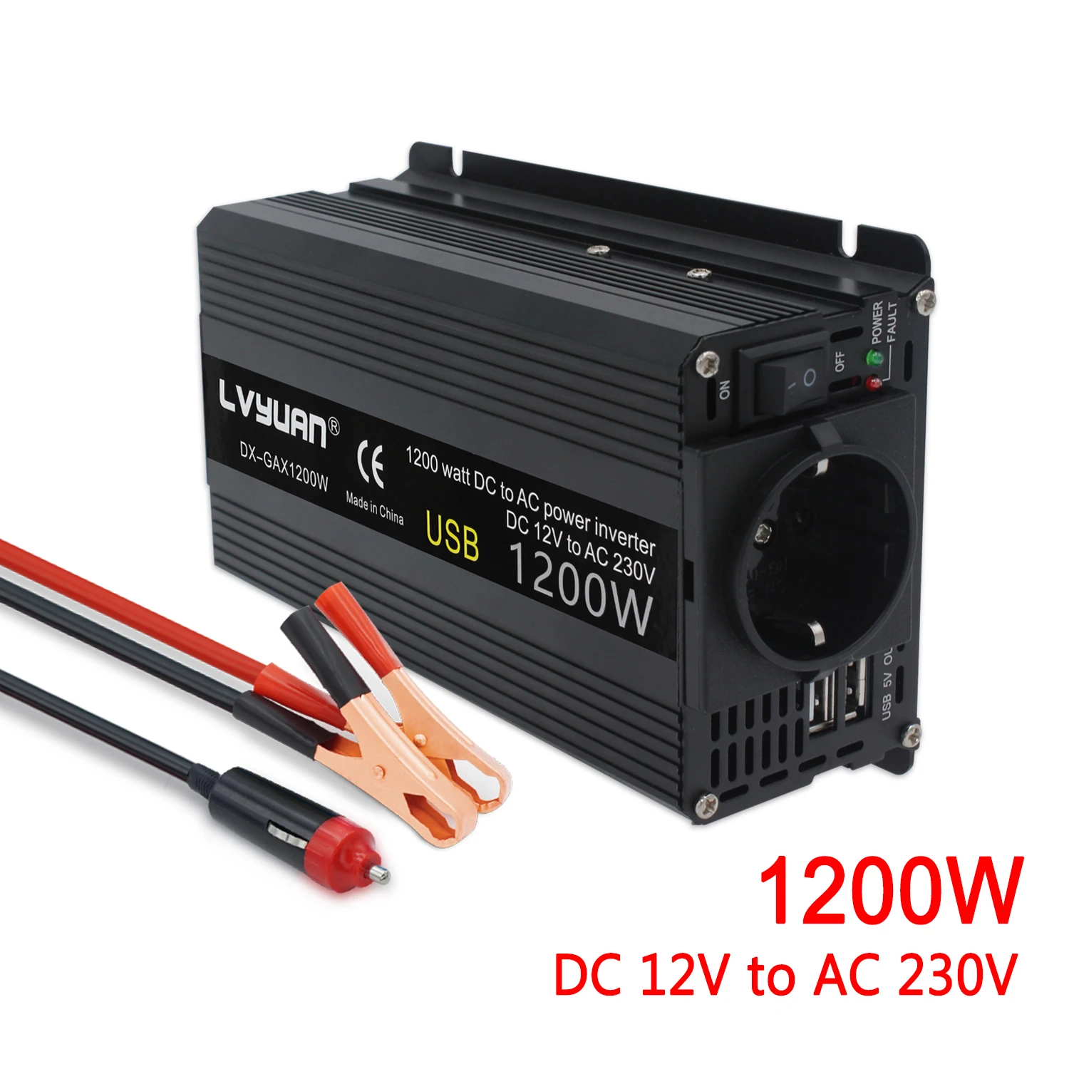 Inverter 12 V 220 V 1200W/1500W/2000W Convertitore 2 Usb Eu Universale Webasto 12 Volt Inversore 12V 220 V Inversore Solare