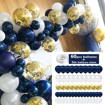 

60 Pcs Navy Theme Party Balloons Garland Arch Kit Latex Balloon White Blue Confetti Party Ballon Birthday Party Decoration