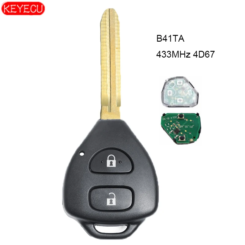 KEYECU дистанционный ключ с 2 кнопками 433 МГц 4D67 чип для Hilux (2005 - 2008) Fortuner 2011) 4runner (2003 2009)