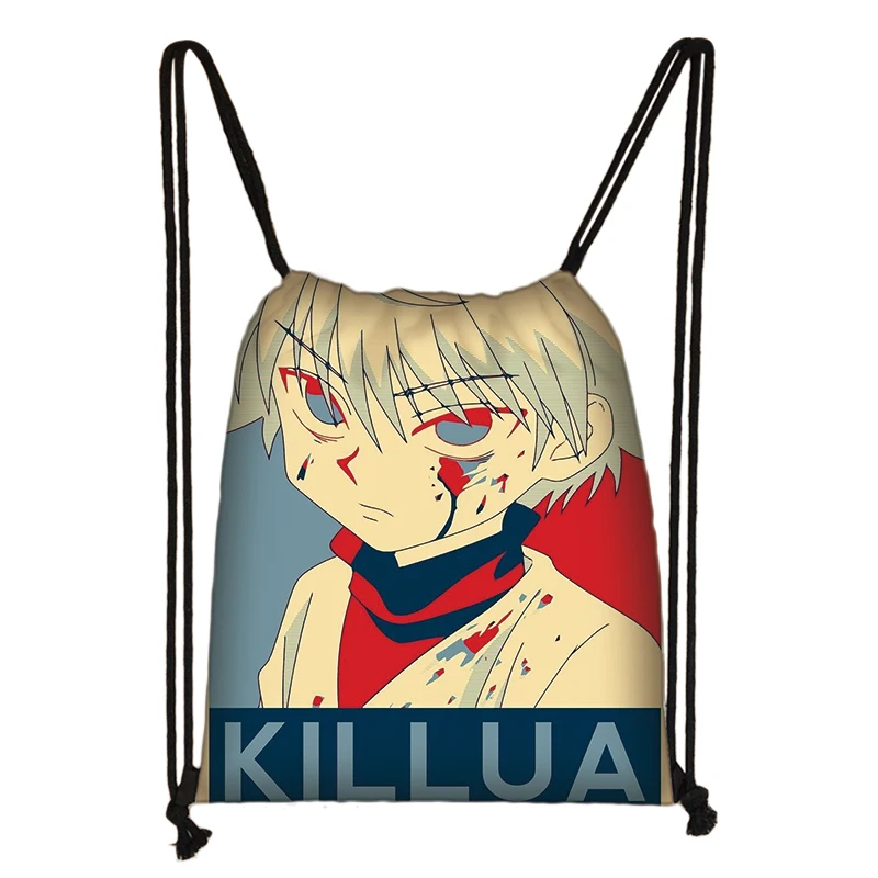 Anime Hunter X Hunter Backpack Teenager Boys Girls HXH Killua Zoldyck Gon Freecss Chrollo Storage Bag Women Drawstring Bags 