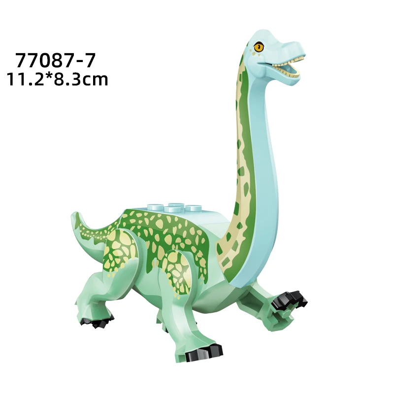 Set of 2 Large Jurassic Dinosaurs Baryonyx and Raptor Dinosaur Building Blocks with Movable Limbs Safe Plastic Dino Toys with a Reusable Storage Bag 