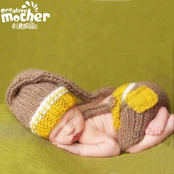 

Handmade Knitting Soft Hat Pants Set Baby Clothing Accessories For 0-4 Months Newborn Baby Photography Props