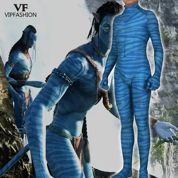 

VIP FASHIOM Movie Avatar Cosplay Costume Suit Zentai 3DBodysuit Jumpsuits Printed Zentai Bodysuit Adult Outfit Halloween Costume