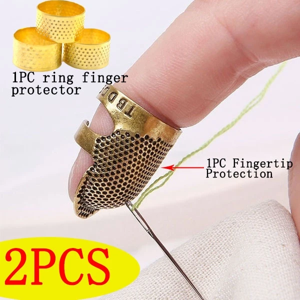 2 sztuk Retro ochraniacz na palce antyczne naparstek pierścień Handworking igły naparstek rzemiosło igły gospodarstwa domowego DIY przyrządy do szycia akcesoria