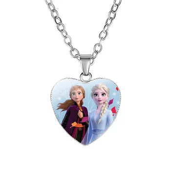

Princess 2 Children Cartoon Necklace Lovely Heart Girls Gift Pendant Children's Toys Clothing Accessories Make Up Jewelry Toys