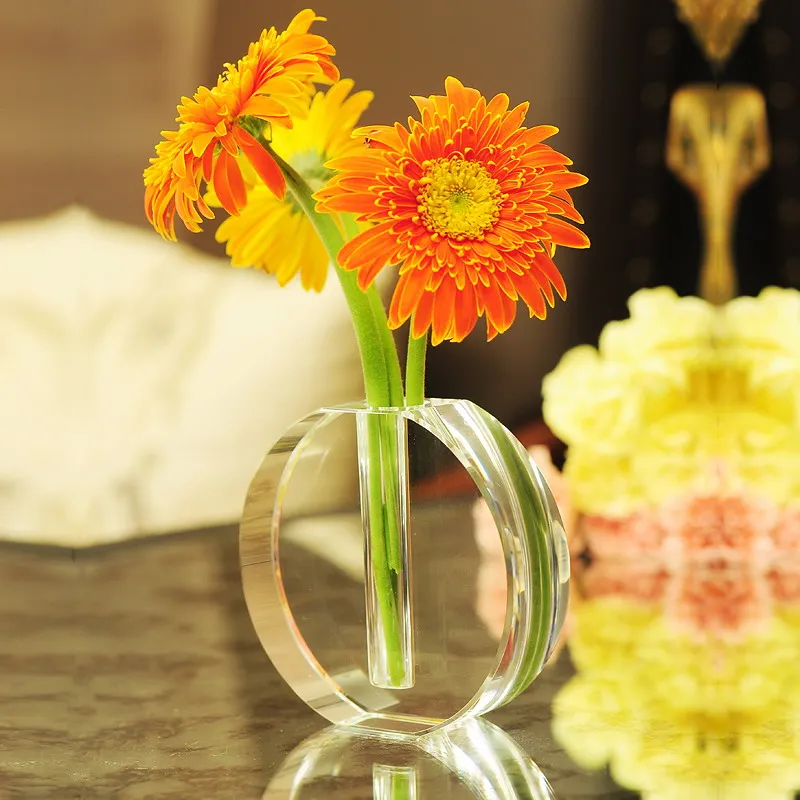 European Crystal Glass Small Vase, Fresh Tabletop Ornaments, Flower Plant, Transparent Bottle, Modern Home Decor Accessories 4