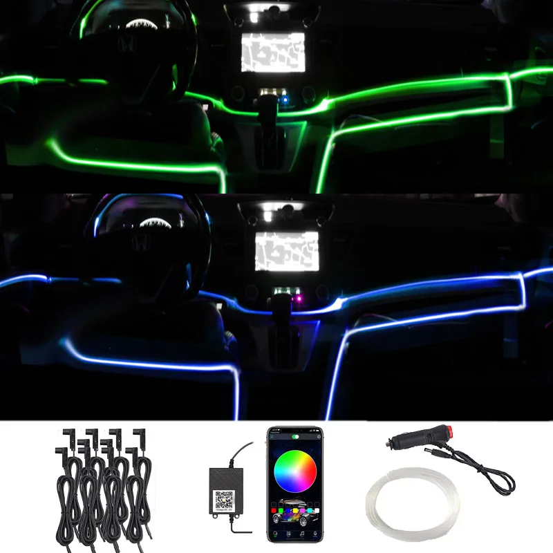 RGB Interior Lights Fiber Optic Ambient Lighting Kits LED Strip Lights