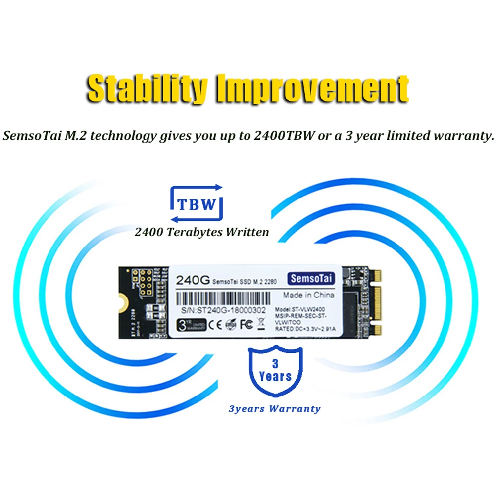 SemsoTai ssd m2 240 ГБ NGFF 2280 m.2 SATA III 500 МБ/с./с 420 3 года гарантии Внутренние твердотельные