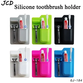 

JCD Silicone Toothbrush Storage Holder Waterproof Gel Toothpaste And Shaver Organizer Hanger for Bathroom Mirror Shower Small