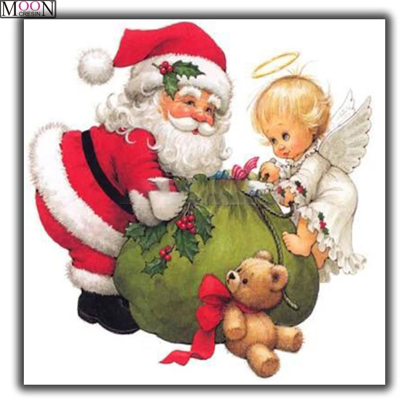 Fly AngelDiy Diamond Embroidery Santa Claus Gifts Painting Picture Of Rhinestones Cross-stitch Full Square &amp Round Drill | Дом и сад