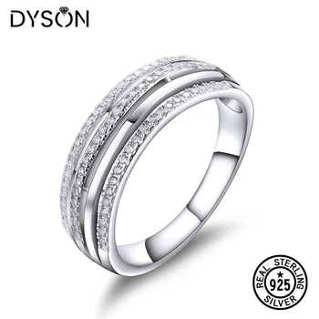 

Dyson 925 Sterling Silver Rings European Style Fashion Micro Pave Clear Zirconia Multilayer Lines Ring Women Girls Gifts Jewelry