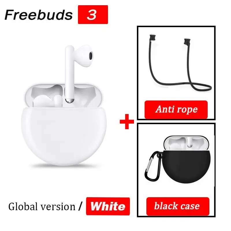 HUAWEI FreeBuds 3 TWS наушники Bluetooth двойной режим 5,1 беспроводная гарнитура Kirin A1 Ture Беспроводные Наушники быстрая зарядка - Цвет: White n case n rope