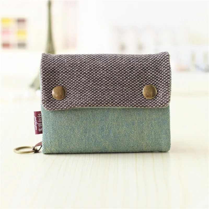 Handmade Three-Fold Fabric Wallet - Multi-Function Zipper Purse for Teens and Adults