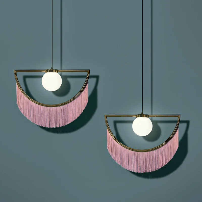 

Creative tassel pendant lights living room sofa pendant lamp art bedside bedroom model room LED lamp hanging lights CL70503