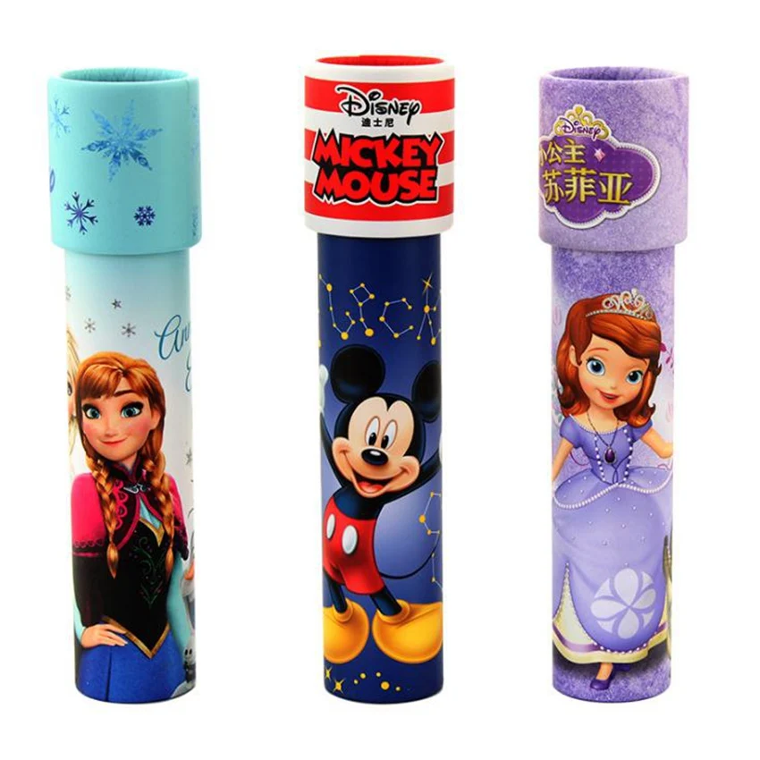 amazing  New Disney kaleidoscope Toy Figures Colorful World Mickey Princess Spiderman Autism Kids Puzzle Toy