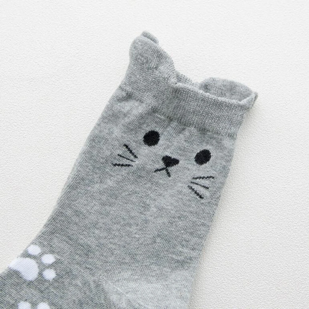 Зимние женские носки с рисунками животных; милые носки с котом для девочек; зимние толстые теплые хлопковые кавайные носки; Модные женские рождественские подарки