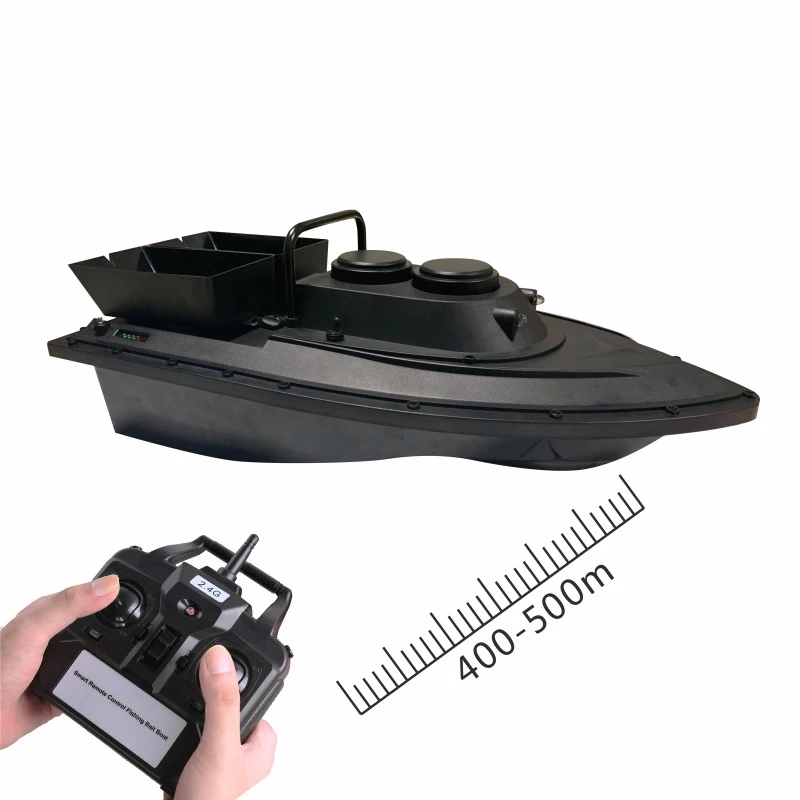 Large Double Hopper Smart Wireless Control RC Bait Boat 2.4G 55CM 500M Long  Distance Dual Light High Speed RC Lure Fishing Boat