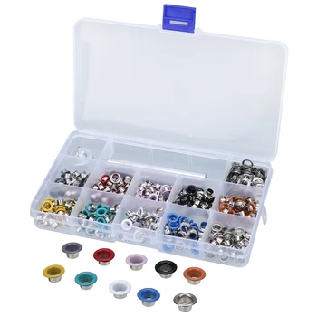 

300pcs/set 5mm Metal Multicolor Eyelets Punch Kit with with Punch Hole Die Hand Knocking Tools DIY for Clothes Leather Shoes Hat
