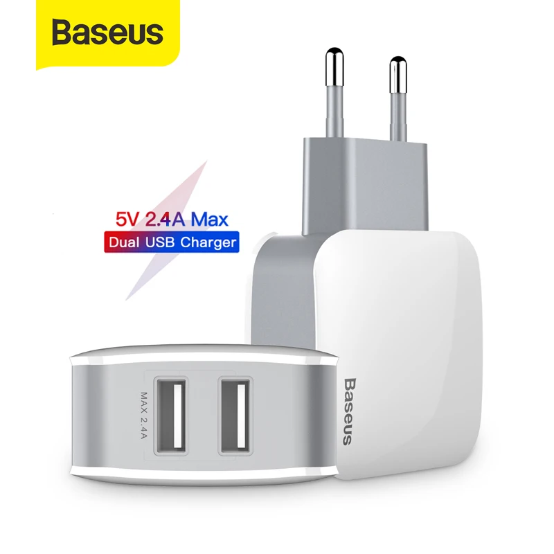 Зарядное устройство Baseus с двумя USB портами 5 В 2 4 А|Зарядные устройства| |