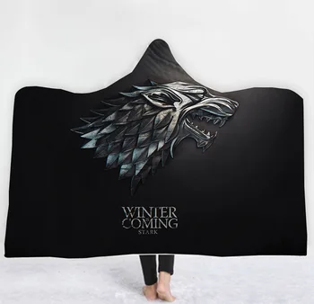 

Game of thrones symbol Character Hooded Blanket Adult colorful child Sherpa Fleece Wearable Blanket Microfiber Bedding style-4