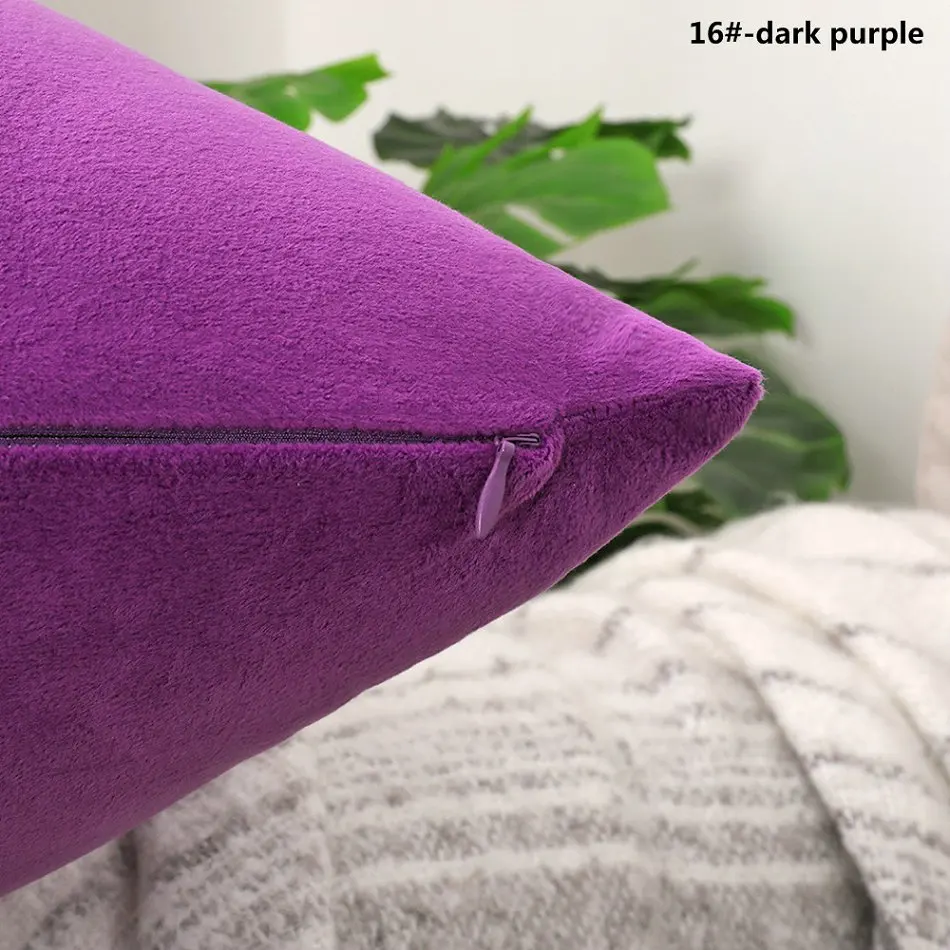 Супер мягкая бархатная плюшевая подушка для дивана крышка 30x50/40x40/45x45/40x60/50x50/55x55/60x60 см наволочка декоративная наволочка - Цвет: 16-dark purple