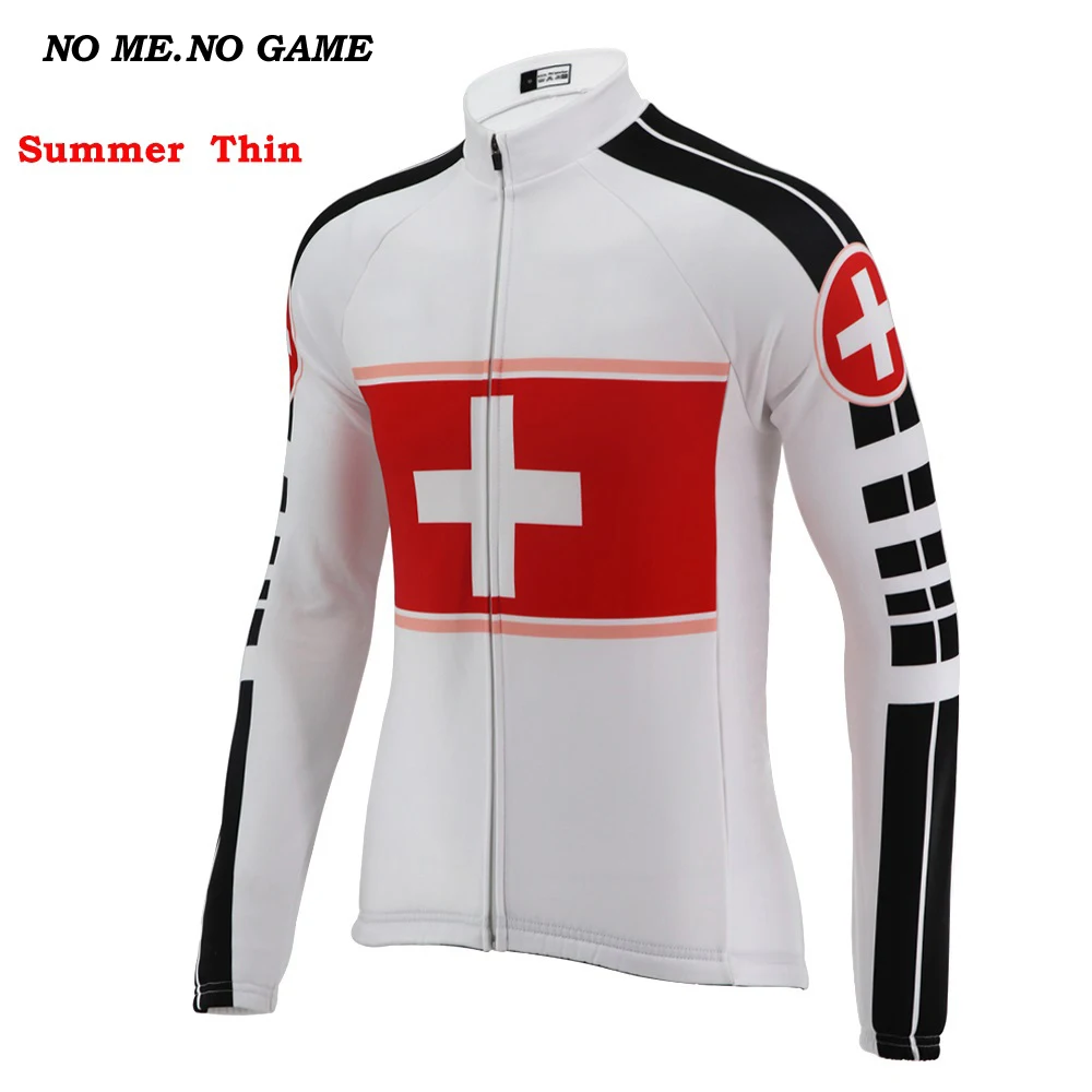 Без со мной. Без игры Ретро Велоспорт Джерси Красный для мужчин лето Швейцария велосипед одежда флаг Дорога Горный Pro Racing 16 стиль - Цвет: Men Summer Thin