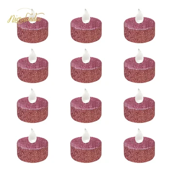 

NICROLANDEE 12PCS Rose Gold Flameless Tea Lights LED Candles Battery Operated for Engagement Weddings Birthdays Parties
