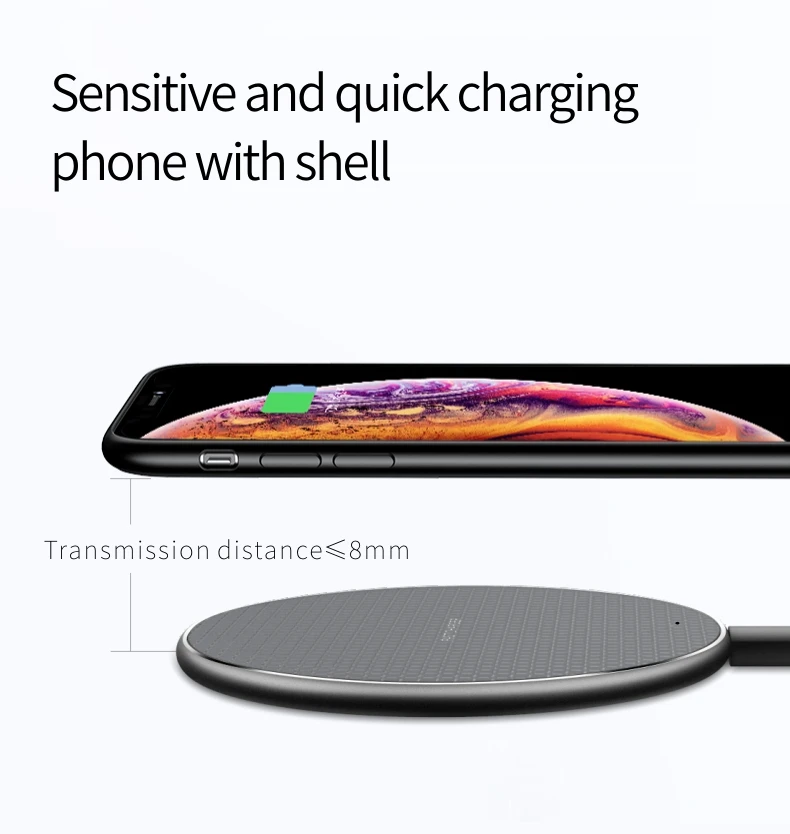 Беспроводное зарядное устройство, сертифицированное Qi, 10 Вт, максимальная быстрая Беспроводная зарядка, совместимая с iPhone 11, для samsung, huawei, XiaoMi