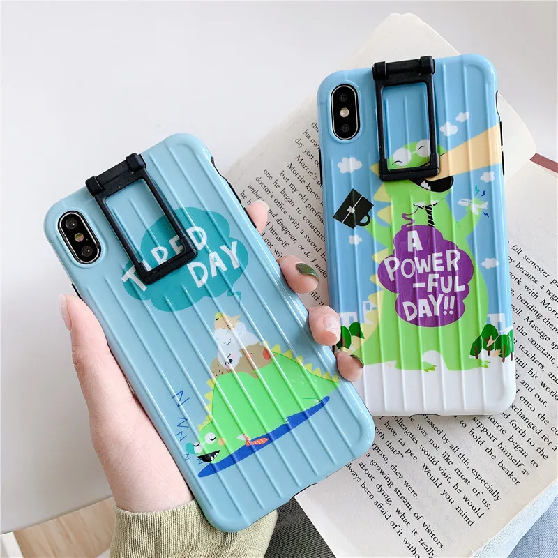 

Funny Dinosaur Phone Case For iphone XS Max XR X 6 6S 7 8 plus Back Cover Fashion Cute Cartoon Soft Cases Holder Kickstand Capa