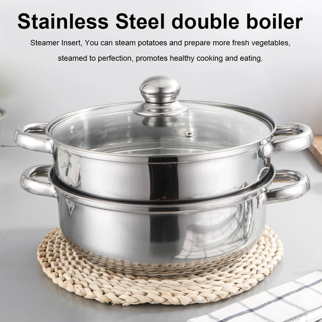 Steamer Pot Stainless Steel 2 Tier - 28cm Steamer Pot w/Glass Lid Food Veg  Cooker Pot Cooking Pan Steaming Pot Dim Sum Cookware Steamer For Kitcken