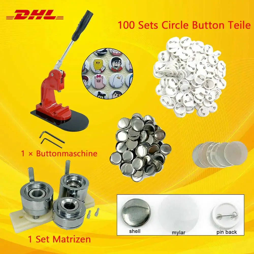 

1.73 "/44mm Button blanks Badge maker Button machine Button making Machine Button press Badge for Button maker + 100 Buttons